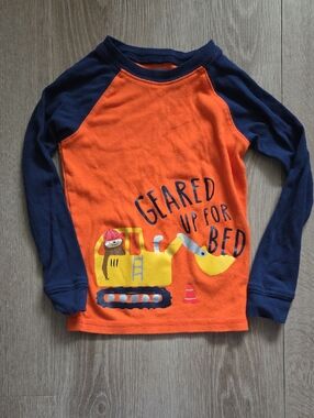 Carter's Orange & Navy 'Geared Up for Bed' Long-Sleeve Tee